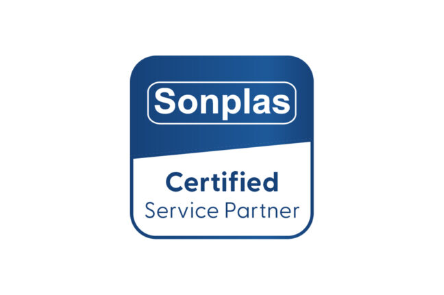 Offizielles Sonplas-Servicepartner Label. Geschulte Servicepartner sind zum Tragen und Führen des Labels berechtigt.